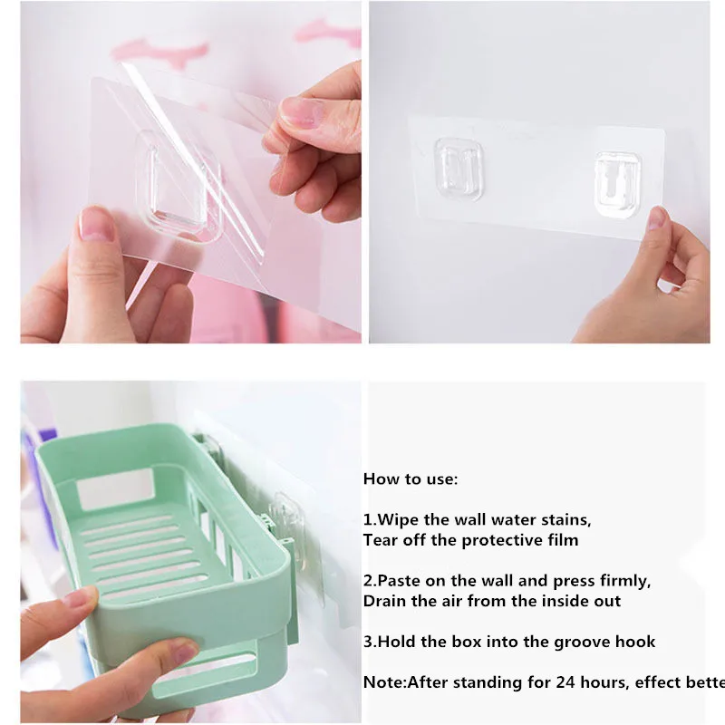 Wall Mounted Plastic Bathroom Storage Rack Makeup Organizer Shower Cosmetic Shelf Kitchen Holder