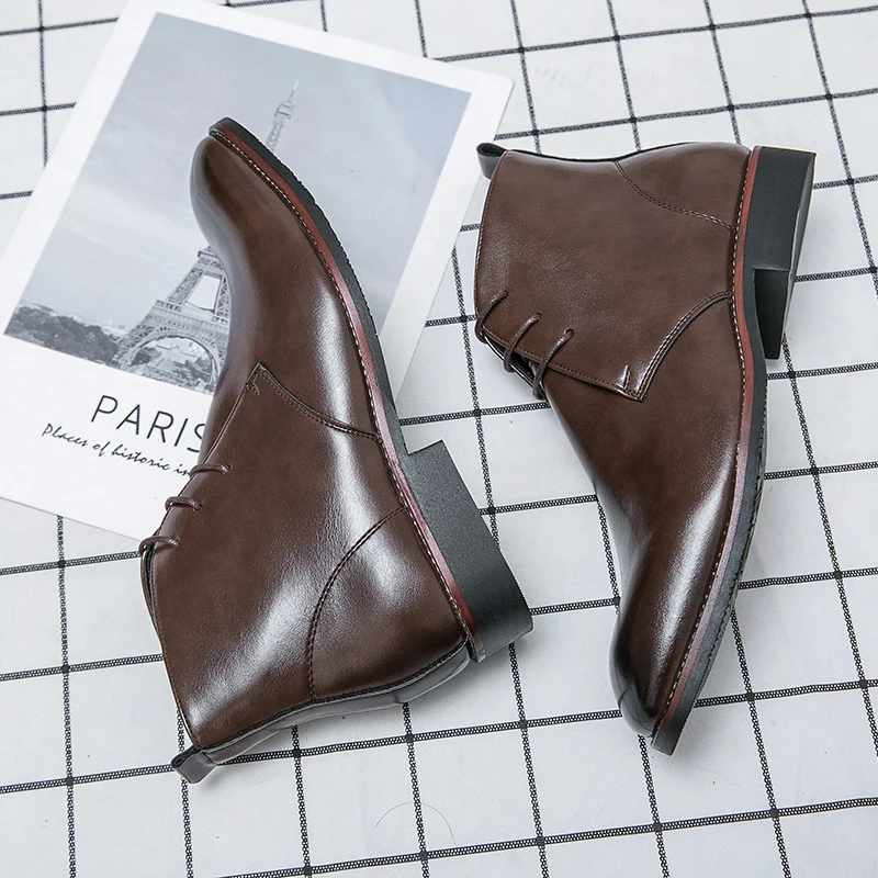 Men Leather Boots Pointed Casual Shoes Ankle Boots Size 38-48 men leather boots,men pointed toe boots