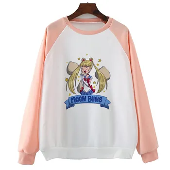 

Sailor Moon Tsukino Usagi Women Top Quality Red Pink Casual Long Sleeve Casual O-Neck Loose Printed Hoody