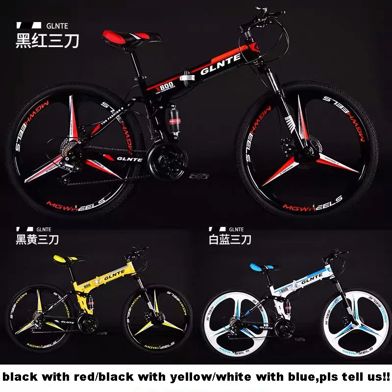 Folding Mountain Bike 26 Inches Double Disc Brake 21/24/27 Speed Shock Absorption for Adult Student Folding Mountain Bike 26 Inches Double Disc Brake 21/24/27 Speed Shock Absorption for Adult Student