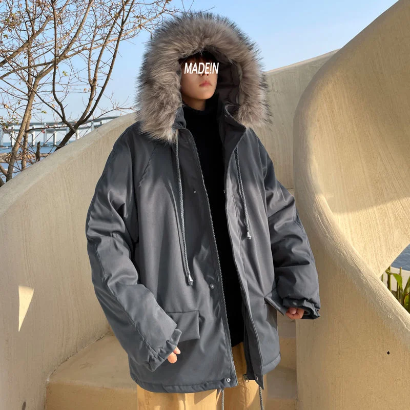 

Men's Winter Waterproof Parkas Casual Fashion Snow Jackets In Warm Detachable Large Wool Collar Cotton-padded Clothes Parkas