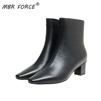 

MBR FORCE Fashion Woman Ankle Boots High Quality Genuine Leather Handmade Autumn Winter Boots Women All-match Breathable Simple