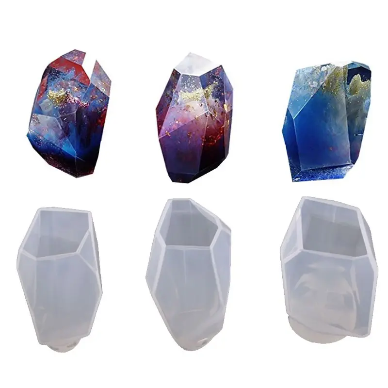 

3 Shapes DIY Resin Diamond Jewelry Casting Molds,The Multi-Faceted Large SILICONE Mold for Making Crafting