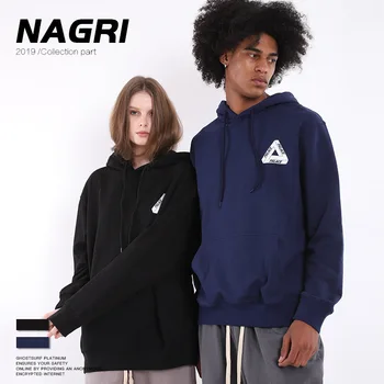 

Mens hot sale autumn winter triangle pattern solid color couple hooded boy thickening Pure color hoodies