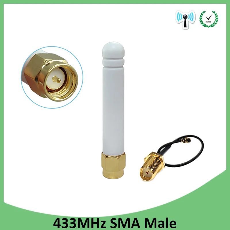 

2pcs 433MHz Antenna 2.5dbi SMA Male Connector folding 433 mhz antena directional antenne + 21cm RP-SMA/u.FL Pigtail Cable
