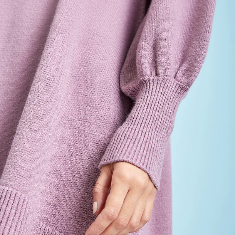 ARTKA Зима женский свитер платья Четыре цвета теплый вязаный свитер с o-образным вырезом фонарь рукав длинный свитер платье YB10895Q