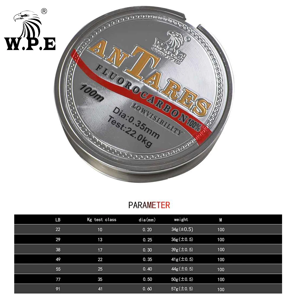 W.P.E Совершенно новая рыболовная леска ANTEROS 0 20 мм 60 с фторуглеродным покрытием 100 м