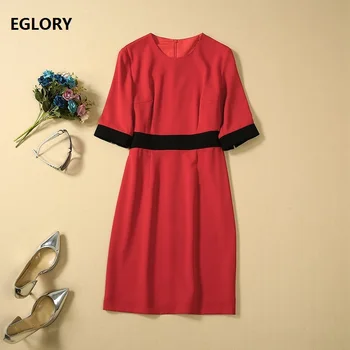 

High Quality Knitted Dress 2019 Summer Casual Sweater Dress Ladies Color Block Knitting Short Sleeve Pullover Dress Jumpers