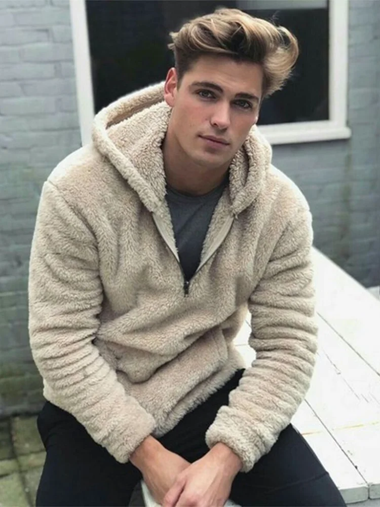 Mens Fluffy Fleece Chunky Hoodies 