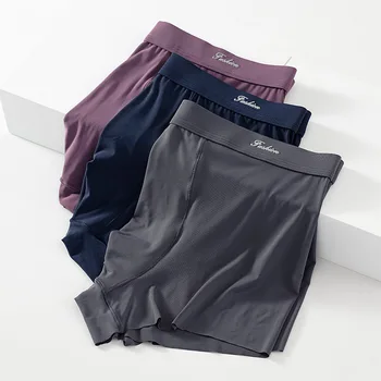 

Summer Thin New Men's Underwear Ice Silk Breathable Boxer Briefs Comfortable Solid Color Boxers Briefs Bermuda Masculina Bragas