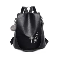 Embroidery Dandelion Women Backpacks Ladies Backbag Anti-theft Female Travel Back Bag Teenager Girls Student School Bags Mochila
