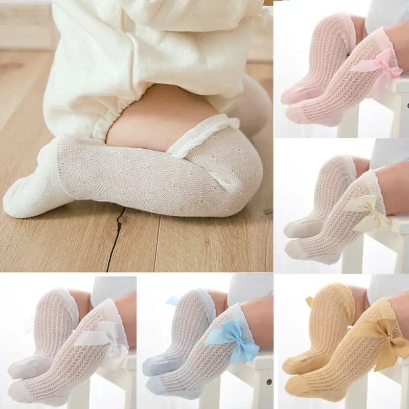 

Baby Girls 3/4 Knee High Spanish Style Plain Ribbed Stockings 0-3 Years Baby Mesh Cute Leg Warmers