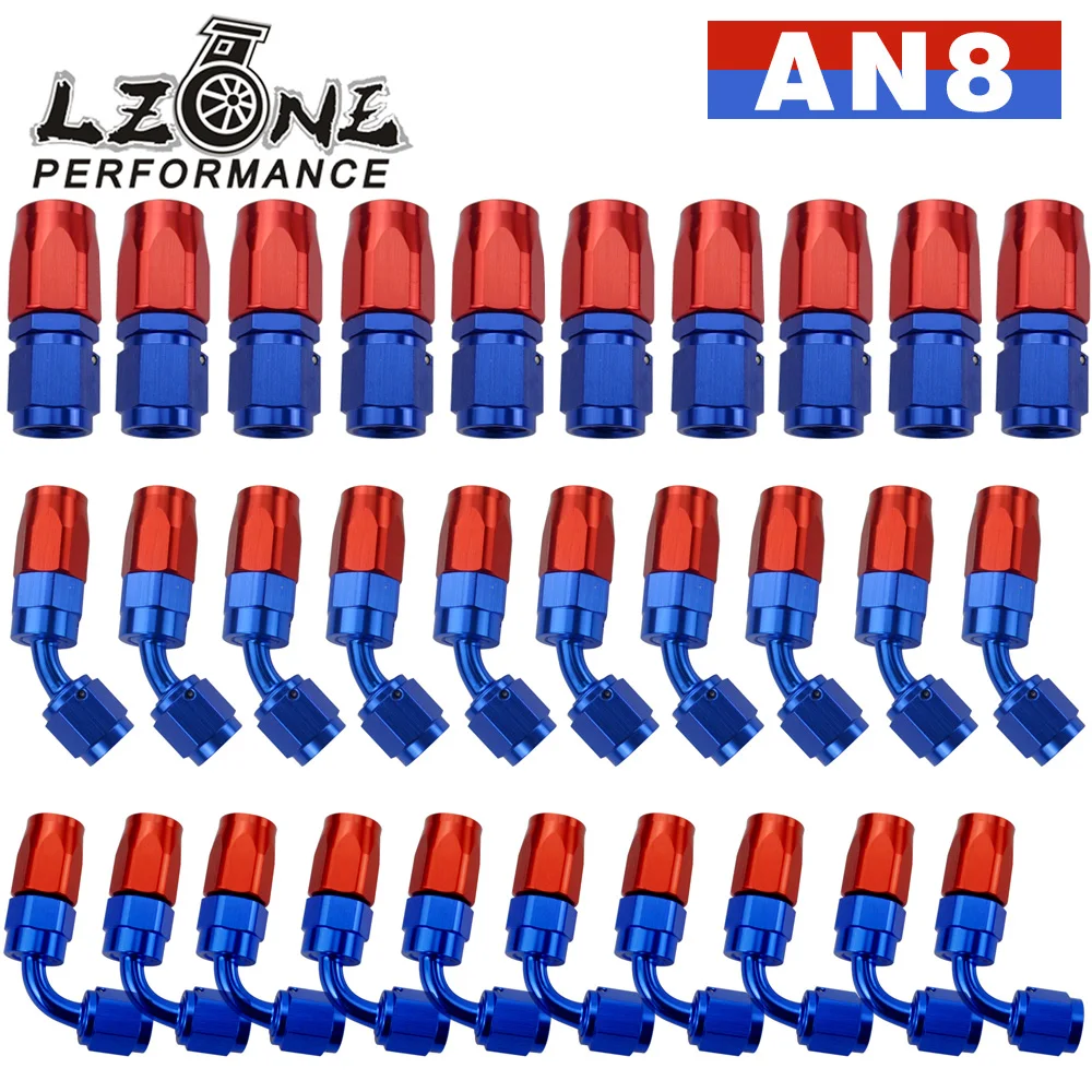 

20 Pieces AN8 Oil Fuel Swivel Hose Anoized Aluminum Straight Elbow 45 180 Degree Hose End Oil Fuel Reusable Fitting