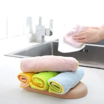 

Absorbent Microfiber Washing Towel Anti-grease Dish Cloth Double Sided Practical Kitchen Cleaning Wiping Rag