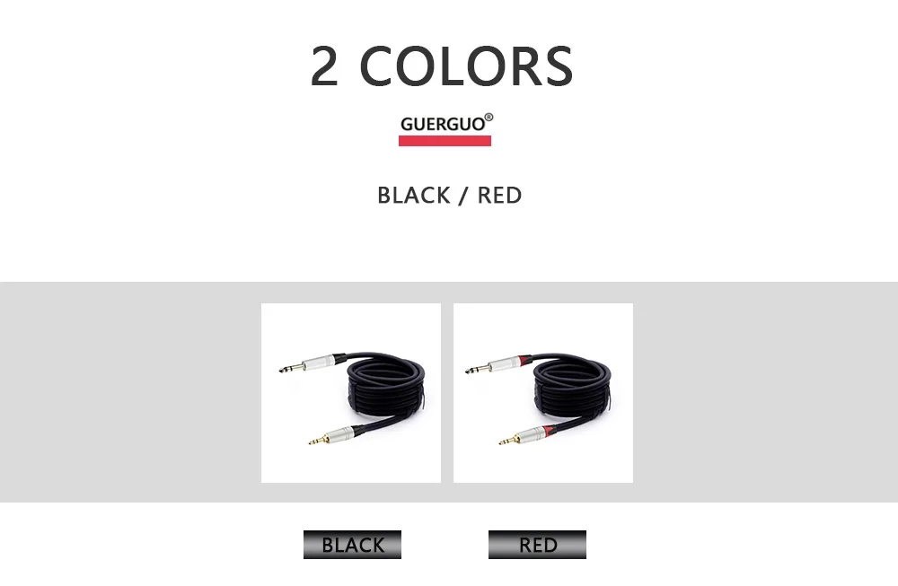 GuerGuo 3,5 mm auf 6,35 mm Stereo-Klinken-Audiokabel 1/4 auf 1/8 Aluminiumgehäuse TRS-Anschluss Gitarrenkabel 0,3 m 1 m 2 m 3 m 5 m 8 m 10 m 15 m – Detail 6