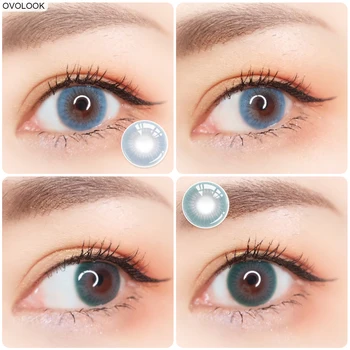 

OVOLOOK-1 Pair Contact Lenses Colored Eye Lenses GOBLIN Series Blue/Green Yearly Use Cosmetic Contact Lenses Eye Color