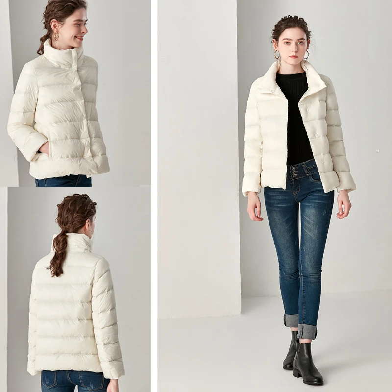 

YICIYA New Winter Women Ultra Light Down Jacket Stand Collar Coat Jackets Weightless Parkas Bread Collar Jacket Warmness XXL