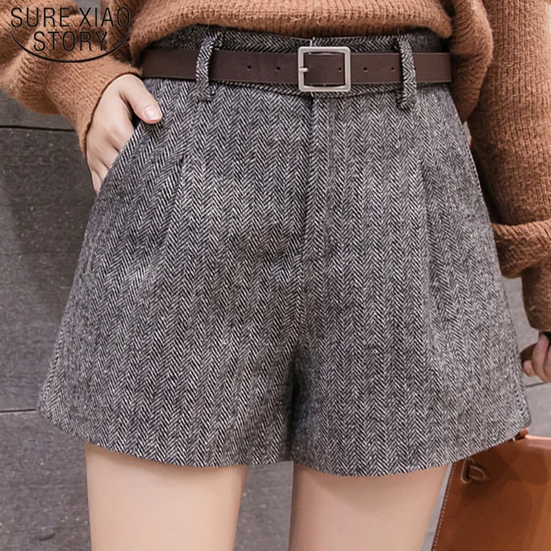 

Casual Women Clothing Autumn and Winter High Waist Shorts 2019 New Fashion Women Shorts Sashes Pockets Wide Leg Shorts 5636 50