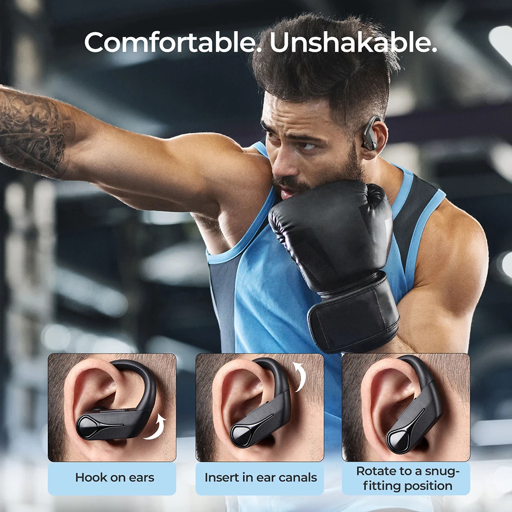 Mpow-fones de Ouvido Solo sem Fio Fone de Ouvido Esportivo com Bluetooth Gancho para Microfone Tempo de Reprodução de 28 Ipx7 à Prova D'água para Corrida Flame Horas - Image 5