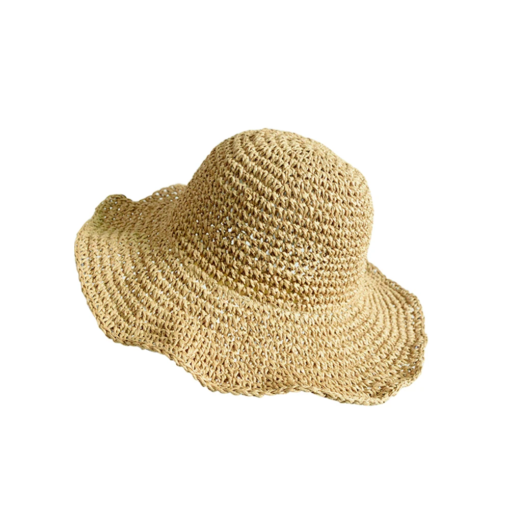 Однотонная соломенная шляпа для отдыха с защитой от ультрафиолета и широкими полями, мягкая женская шляпа от солнца, летняя пляжная Повседневная Праздничная шляпа