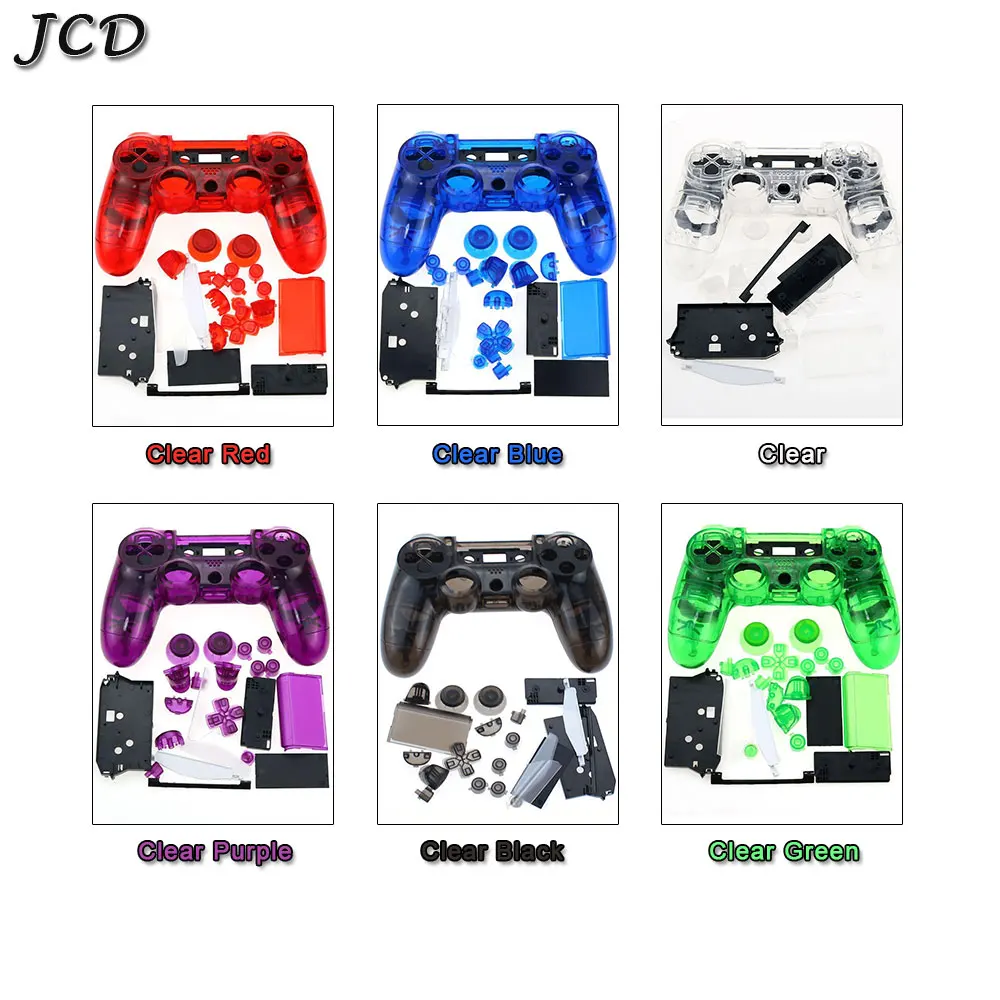 JCD для PS4 V1 контроллер полный корпус Оболочка Чехол Обложка мод комплект кнопок для sony Playstation 4 PS4 JDM-001 011, прозрачный