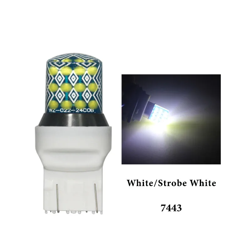 1 шт. стробоскоп 1157 BAY15D P21/5 Вт T20 7443 W21/5 Вт 24SMD RGB высокая яркость вспышка силиконовый Canbus задний стоп-сигнал ParkingLamp - Испускаемый цвет: 7443  White