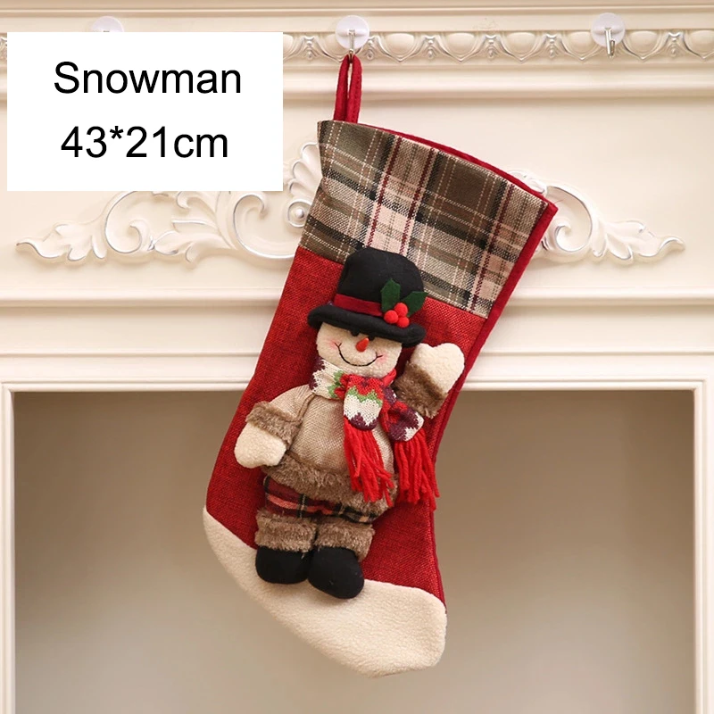 САНТА снеговик олень рождественские чулки носки Рождество год конфеты подарочные сумки детские рождественские украшения - Цвет: 6031 Snowman