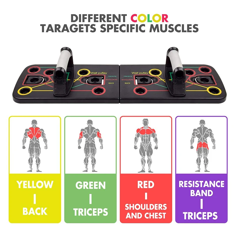 Folding Push Up Board Push Up Board Push Up Stand 9 in 1 with Resistance Bands