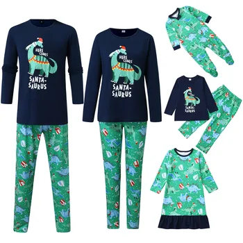 

pijamas de navidad familiar Christmas Family Matching Clothes Dinosaur Print Blouse Tops Pants Family Christmas Clothes pajama
