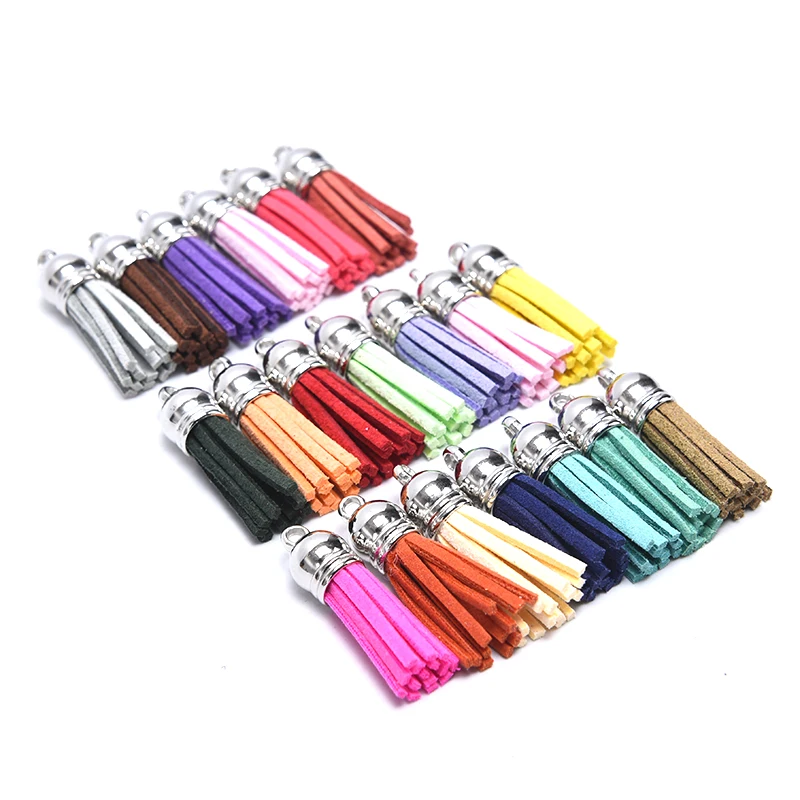20Pcs Small Cotton Silk Tassel Cords For Earrings With Metal Caps Charm Pendants Tassel Jewelry Making Findings Mixed Color