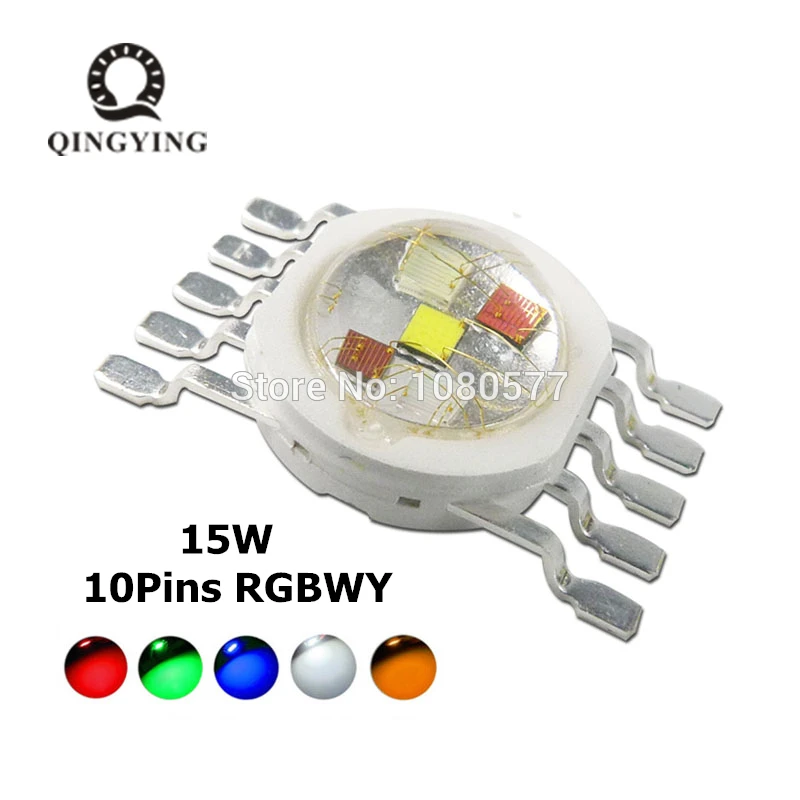 10-50 шт. высокомощный RGB светодиодный RGB RGBW RGBWY RGBWYV 3 Вт 4 Вт 15 Вт 18 Вт литой светодиодный источник света для сцены 4 6 8 10 12 pin