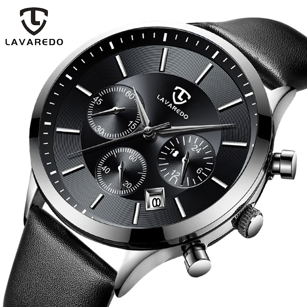 LAVAREDO лучший бренд класса люкс для мужчин s часы мужские Дата кожаный ремешок