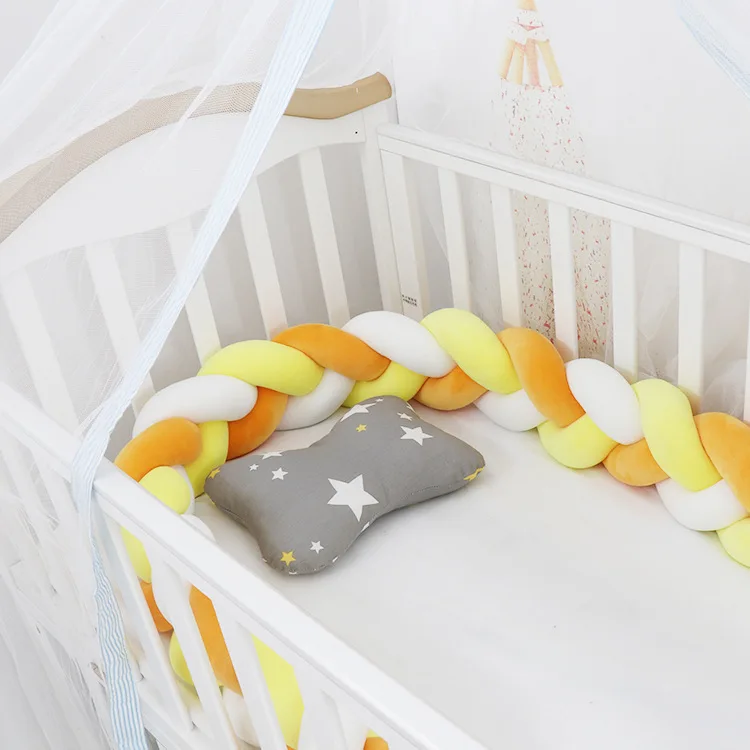 100 см детская кровать бампер узел Warkocz Do Lozeczka кровать бампер коса узел подушка детская кровать кроватка бампер - Цвет: Mustard Yellow White
