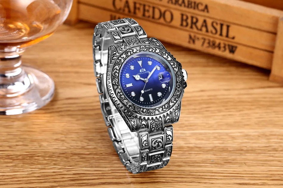 Quarzo classico da uomo, antico, vintage, luminoso, in oro rosa, oro giallo, argento, 2 toni, rosso verde, blu sfumato_voghion.com