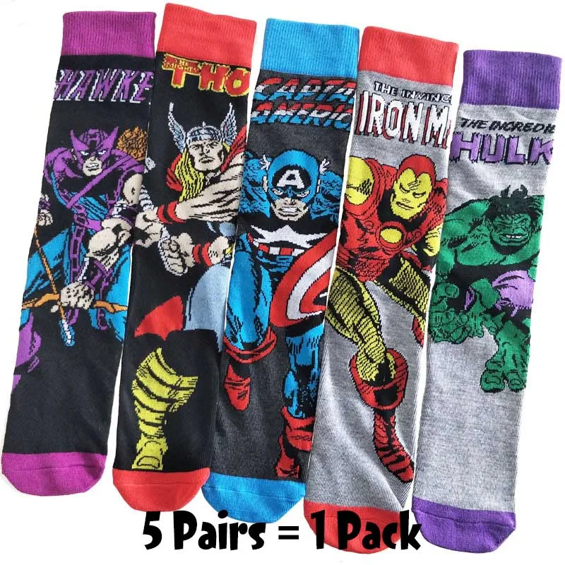 5-Pairs-29 5 пар/упак. с кроликом из мультфильма детские носки Повседневное в стиле «хип-хоп» творческий мягкие удобные Смешные новинки Для мужчин, хлопковые носки, Calcetines Hombre смешной - Цвет: 5-Pairs-29