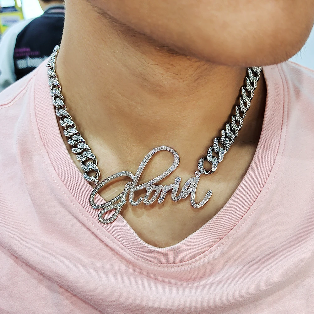 Diamond Necklace Jewelry Pendant-Hop Custom Bling-Letter New Name Men