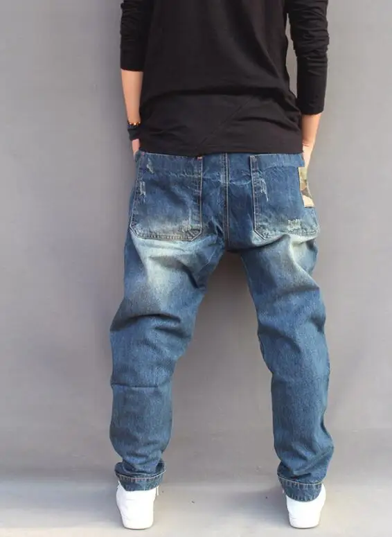 calças de brim masculino pés hip-hop calças