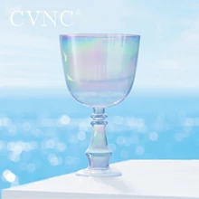 

CVNC 6 Inch Chakra Handle Clear Chakra Quartz Crystal Singing Bowl Grail CDEFGAB Any One Note with Cosmic Light with Free Mallet