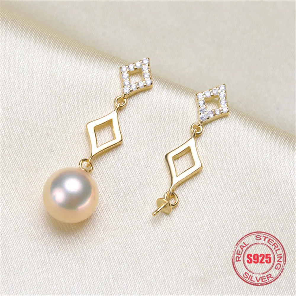 

Classic Pearl Earrings Mounting S925 Sterling Silver Earrings Hooks Dangle Fittings Handmade Craft Accessory