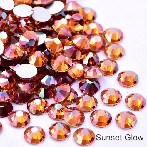 Sunset Glow 1000 шт блестящие стразы, стеклянные стразы без горячей фиксации, стразы с плоским основанием, стразы без горячей фиксации, украшения для ногтей Y2802 - Цвет: Sunset Glow