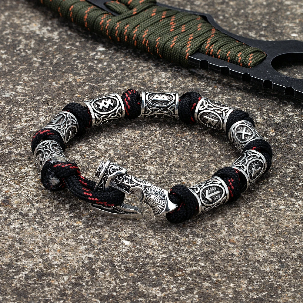 Norse Vikings Axes Bracelets Mjolnir Hammer Paracord Wristband Amulet Male Jewelry bracelet jewelry