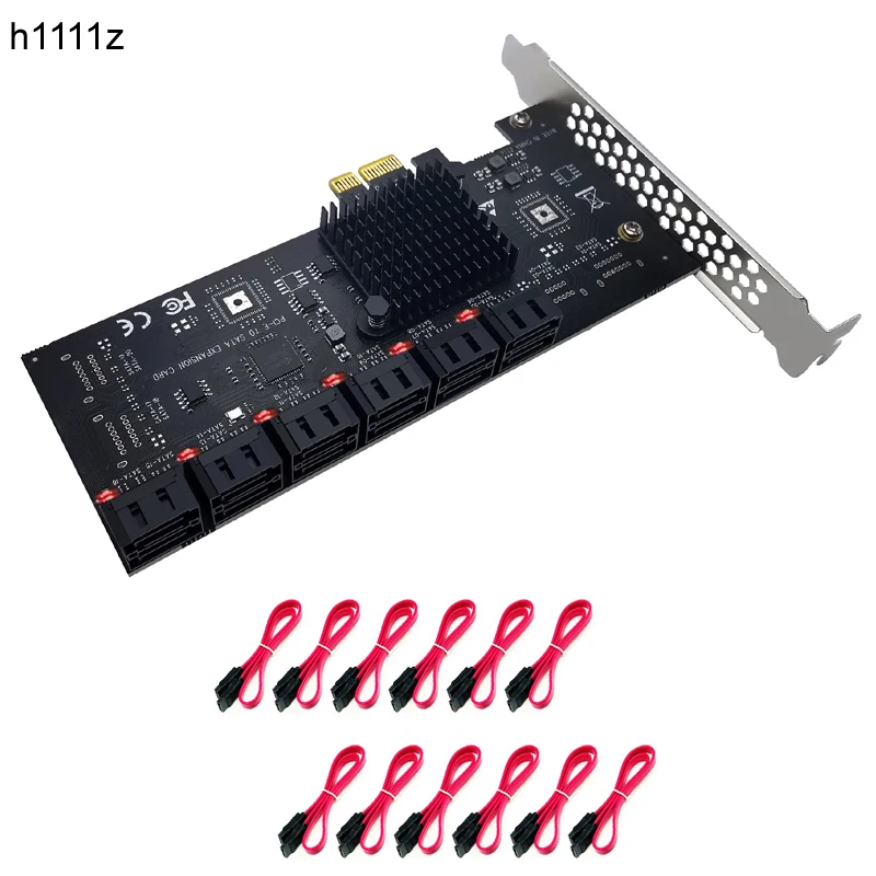 PCIe SATA карта контроллера 12 портов с кабелем PCI Express X1 SATA3 6 Гбит/с PCI-E переходник для