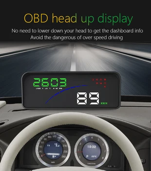 

Car Head Up Display HUD P9 display GPS OBD OBD2 Diagnostic Tool Projector Digital Speedometer Car Speed Security Alarm