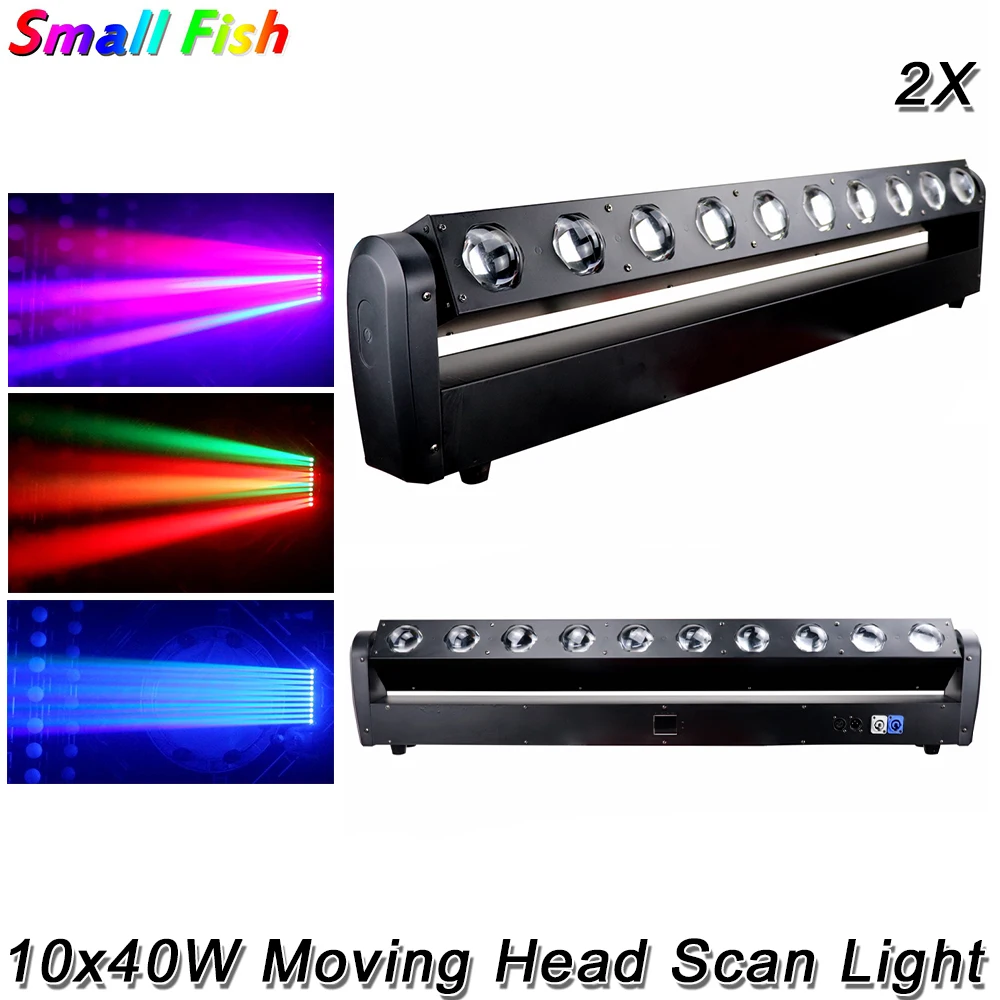 

2Pcs/Lot RGBW LED 10X40W Beam Moving Light Stage Effect Lighting Strobe Light DMX512 Scan Light DJ Disco Christmas Wedding Light