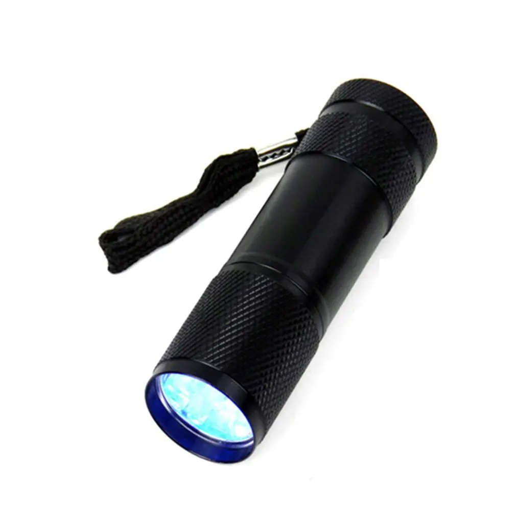 black Мини 9LED УФ-вспышка светильник Ультрафиолетовый фонарь детектор светильник для проверки денег - Цвет: black