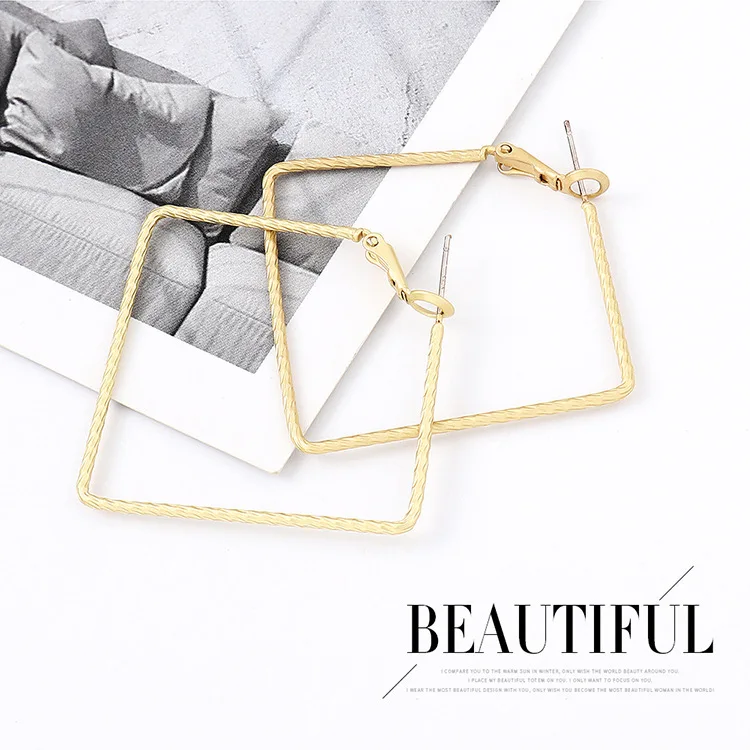 Real Oorbellen Aros Dumb Earrings Celebrity Square Street Snap Fashionable Eardrop Exaggerated Minimalist Women Brincos