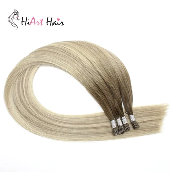 

HiArt 0.8g/s I Tip Human Hair Extensions Salon Keratin Capsules Double Drawn Hair Pre Bonded Straight Hair Balayage 18"20"22"