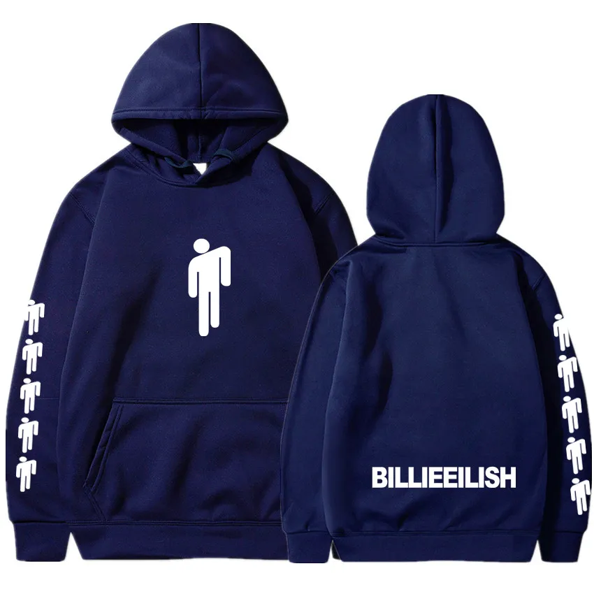 Billie Eilish модные толстовки с принтом женские/мужские толстовки с капюшоном и длинным рукавом горячая Распродажа повседневные трендовые уличные толстовки - Цвет: Navyblue252-253-254