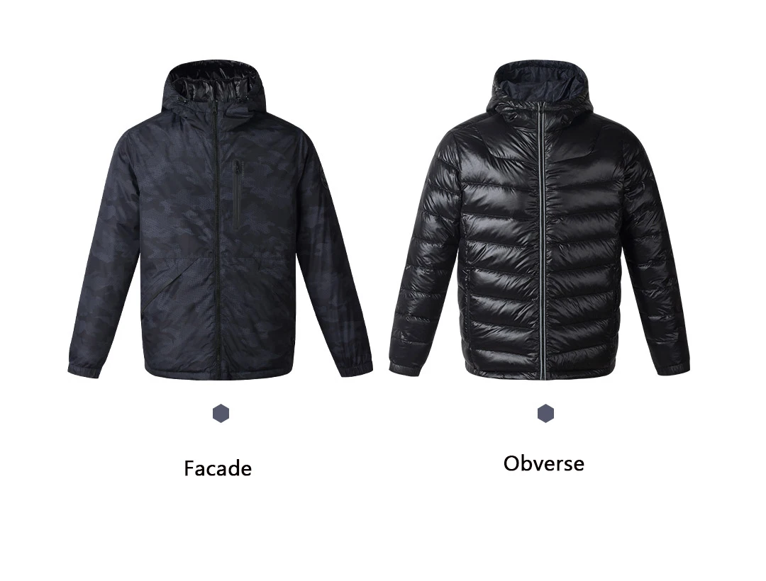Camouflage blue S Xiaomi Mijia Youpin Uleemark Smart fever Двусторонняя одежда 3,0 мужская куртка на гусином пуху Двусторонняя одежда полное тепло - Цвет: Camouflage blue S