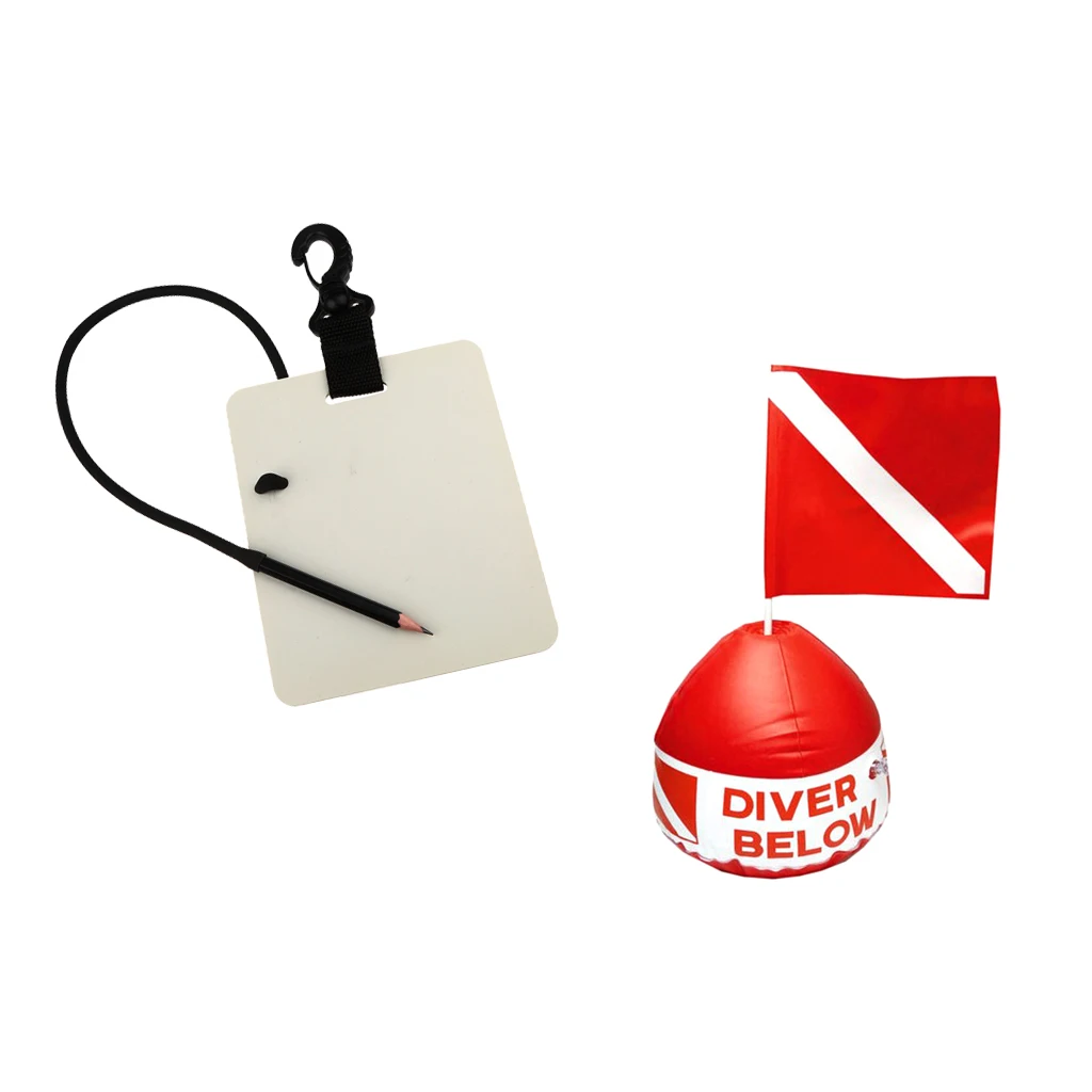 Scuba Diving Flag with Inflatable Buoy +  Writing Slate Board with Pencil
